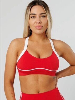 Paragon Fitwear Red Stripe Legging & Bra Set